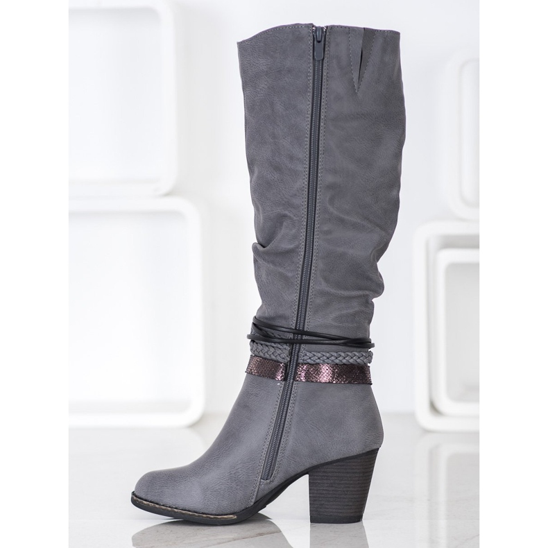 J. Star Stivali Con Strisce Decorative grigio 1