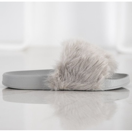 SHELOVET Pantofole In Gomma Con Pelliccia grigio 1