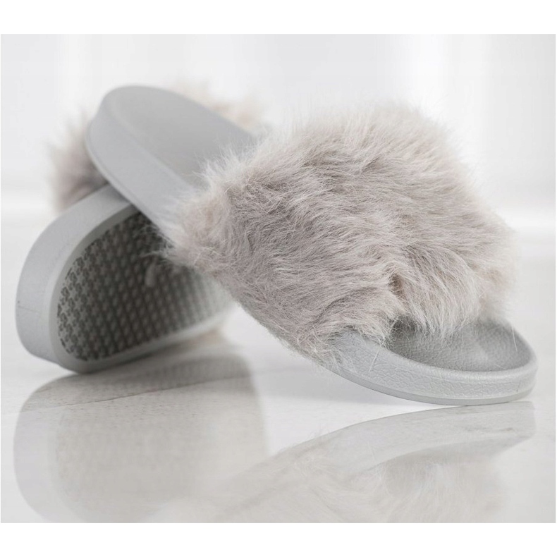 SHELOVET Pantofole In Gomma Con Pelliccia grigio 2
