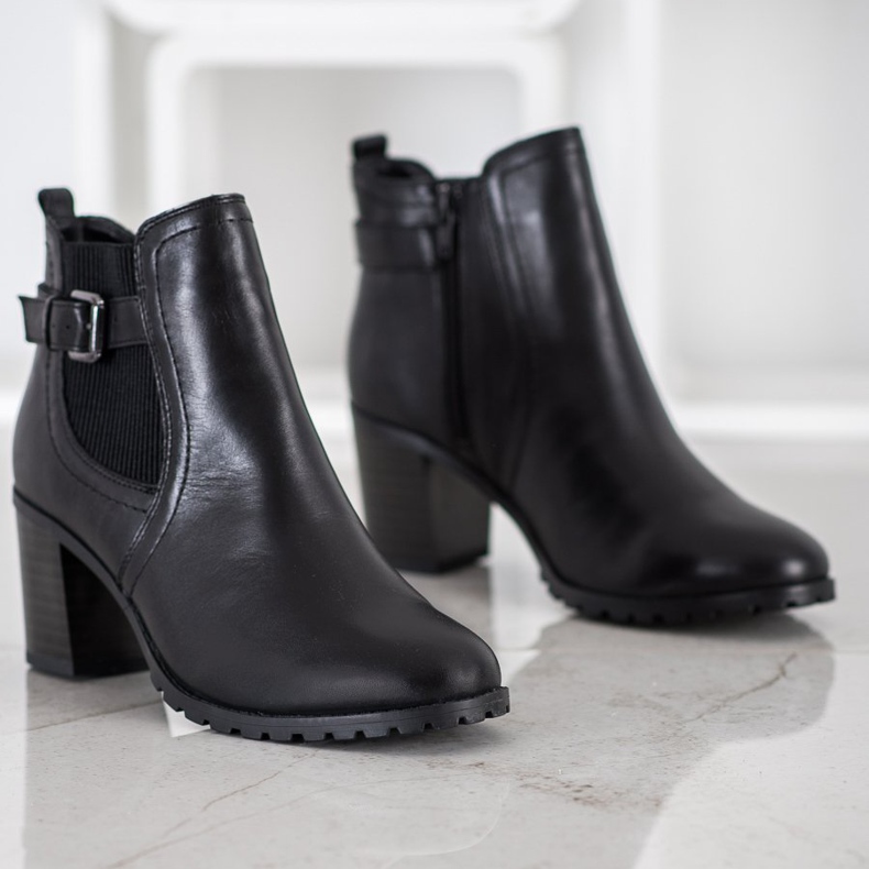 Evento Stivaletti in pelle con tacco alto nero 1