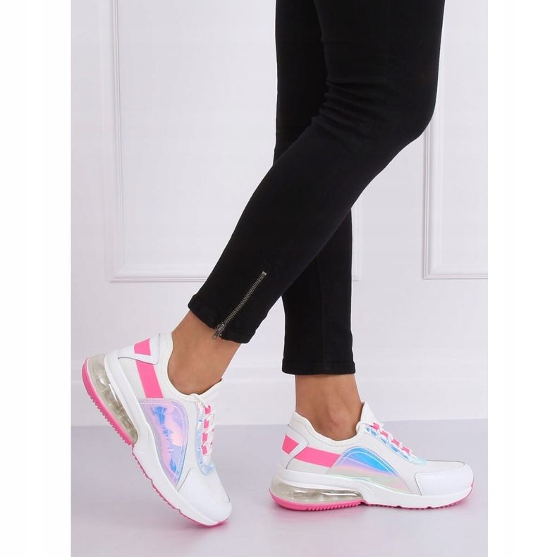 Scarpe sportive da donna bianche F-3336 WHITE/FUSHIA bianco rosa 2
