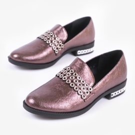 Scarpe basse marroni da donna C18-6251 rosso multicolore 1