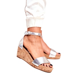 SEA Sandali da donna con zeppa argento MarryMe 1