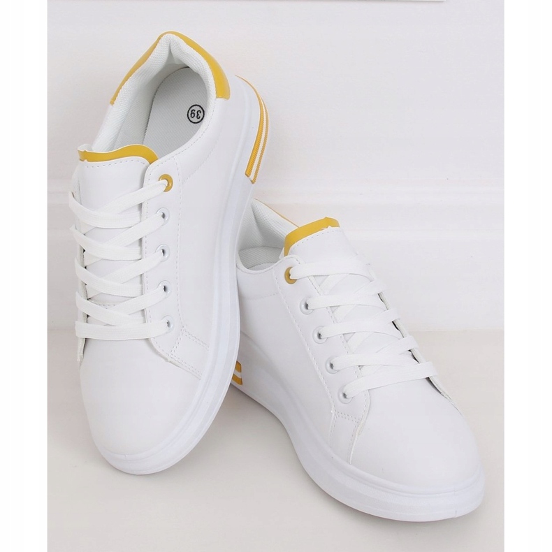 Sneakers da donna bianche LG20 WHITE/YELLOW bianco giallo 1