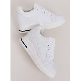 Sneakers bianche BY-0370 WHITE / WHITE su zeppa nascosta bianca 2