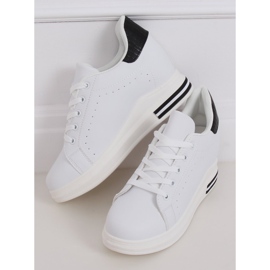 Sneakers bianche MY-0367 WHITE / BLACK su zeppa nascosta bianca 2