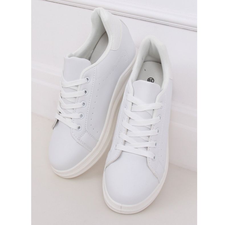 Bianco MY-0367 Sneakers bianche su zeppa nascosta 1