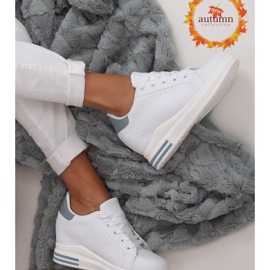 Sneakers bianche MY-0367 WHITE / BLUE su zeppa nascosta bianca 1