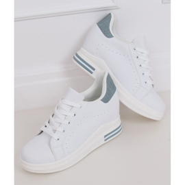 Sneakers bianche MY-0367 WHITE / BLUE su zeppa nascosta bianco 2