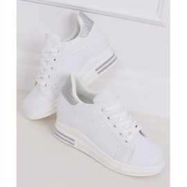 Sneakers bianche MY-0367 WHITE / SILVER su zeppa nascosta bianco 2