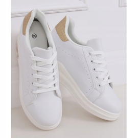 Sneakers bianche MY-0367 WHITE / GOLD su zeppa nascosta bianco d'oro 1
