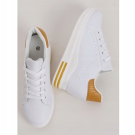 MY-0367 WHITE/YELLOW sneakers bianche su zeppa nascosta bianco 1