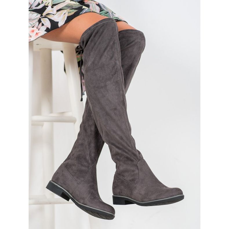 J. Star Stivali alti in camoscio con fascia grigio 1