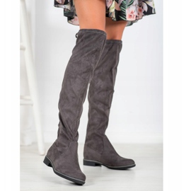 J. Star Stivali alti in camoscio con fascia grigio 2