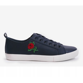 Sneakers blu navy con fiore 1727-02 1
