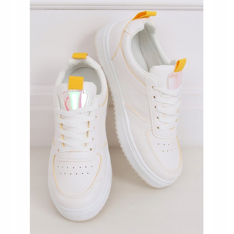 Scarpe sportive da donna bianche KK-203 WHITE / YELLOW bianco giallo 1