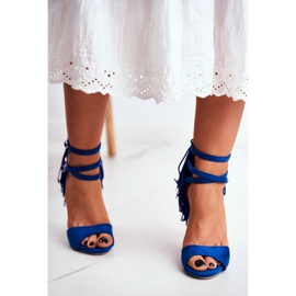 LU BOO Sandali Da Donna Con Tacco Alto Gladiatore Blu Carnevale 2