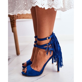 LU BOO Sandali Da Donna Con Tacco Alto Gladiatore Blu Carnevale 1