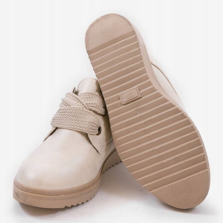 Sneakers beige sulla zeppa H-18 marrone 1