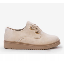 Sneakers beige sulla zeppa H-18 marrone 2