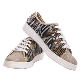 Sneakers dorate riccamente decorate C17-3997 multicolore d'oro giallo 2