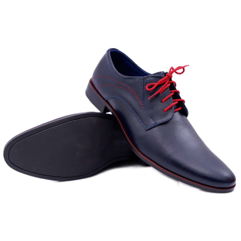 Mario Boschetti Scarpe brogue da uomo, pelle elegante, blu navy Menelaos rosso 1