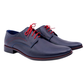 Mario Boschetti Scarpe brogue da uomo, pelle elegante, blu navy Menelaos rosso 2