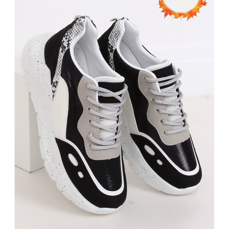 Scarpe sportive in bianco e nero LL1771 Nero bianca 1