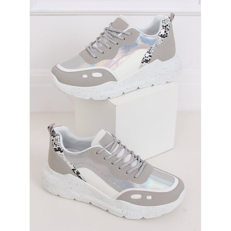 Scarpe sportive bianche e grigie LL1771 Argento bianco grigio 1