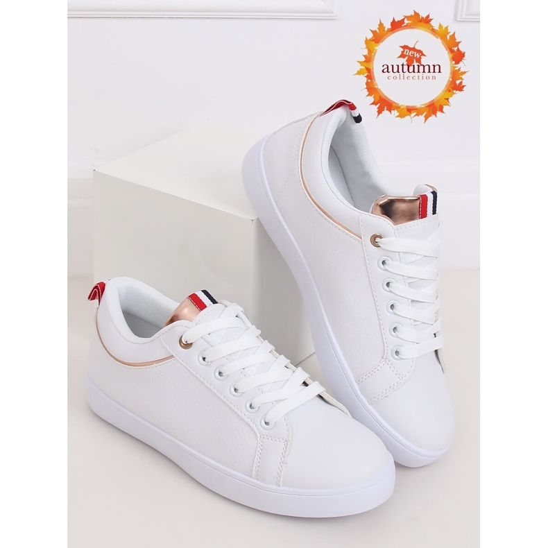 Sneakers bianche da donna B0-501 WHITE / CHAMPAGNE bianca 1