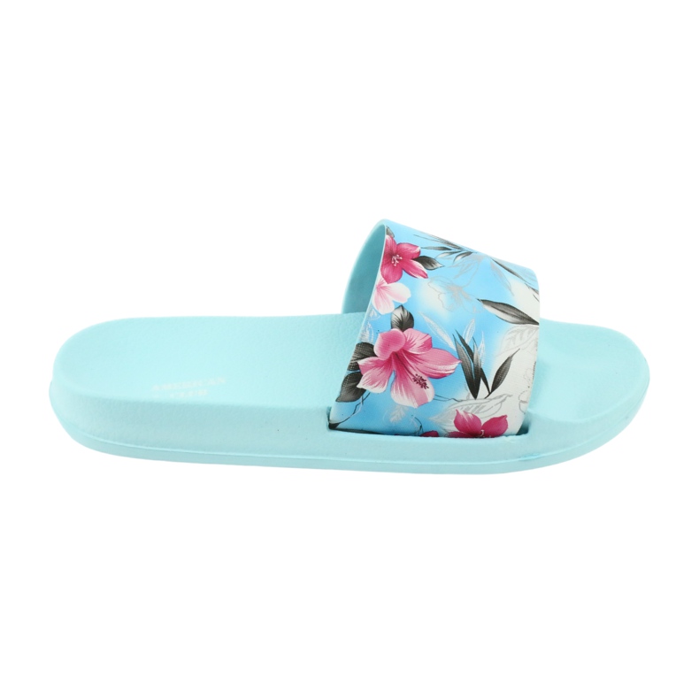 Ciabatte a fiori profilate American Club bianca blu rosa grigio verde 4