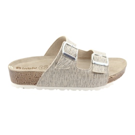Pantofole donna Inblu NM013 beige con particelle argento marrone grigio 6