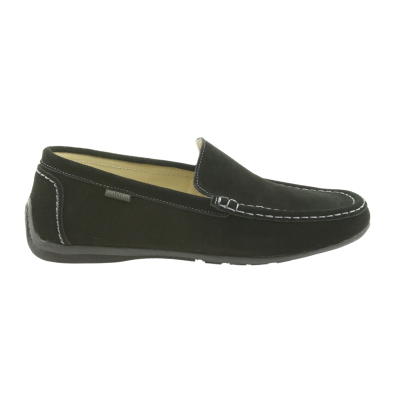 Mocassini scarpe da uomo in pelle American Club 01/2019 nero 6