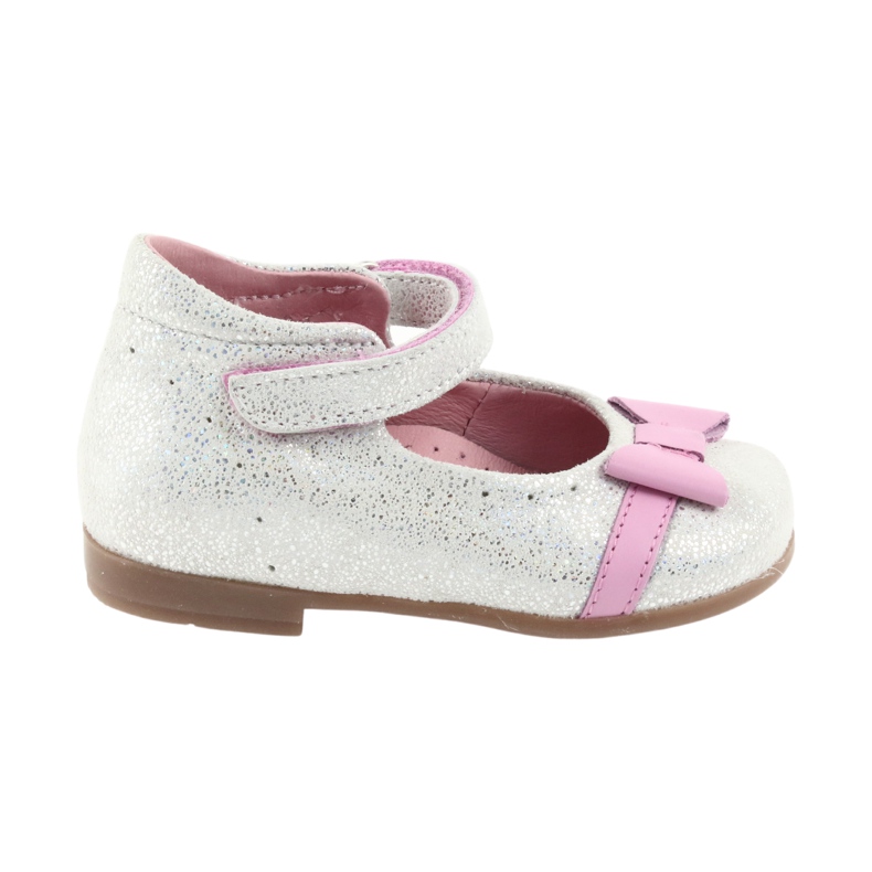 Velcro ballerine scarpe per bambini Ren But 1493 DISKO bianca grigio rosa 5