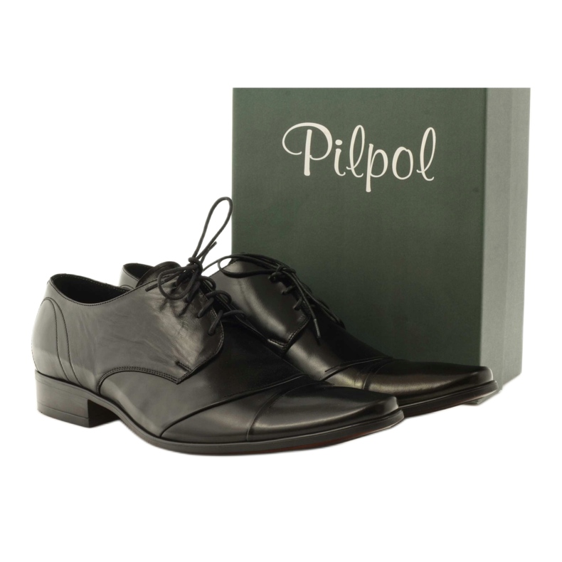 Scarpe in pelle da uomo Pilpol 1138 nere nero 3