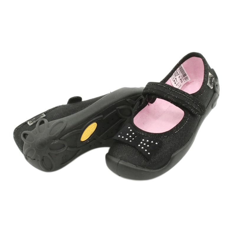 Scarpe per bambini Befado, ballerine 114x240, nere con fiocco nero 3