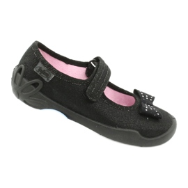 Scarpe per bambini Befado, ballerine 114x240, nere con fiocco nero 5