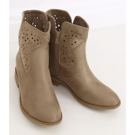 Stivali traforati con tacco nascosto beige CH2008 Beige marrone 2