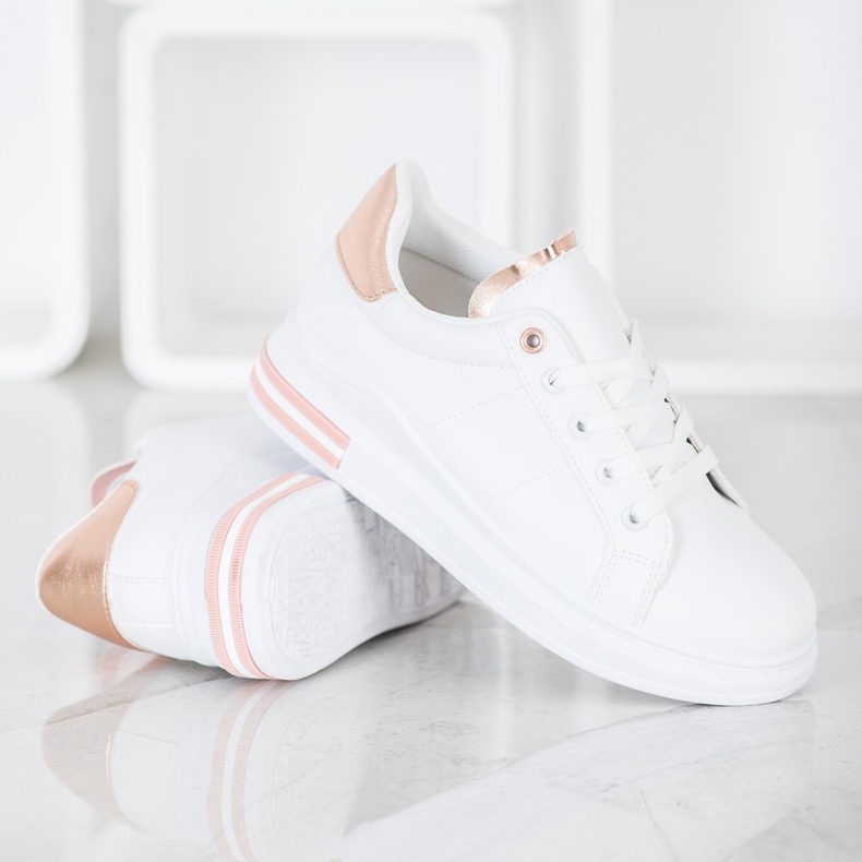 SHELOVET Scarpe da ginnastica alla moda legate bianco 1