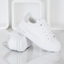 SHELOVET Scarpe da ginnastica alla moda legate bianco 1