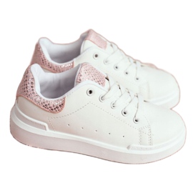 FRROCK Scarpe sportive stringate bianche Ilonka per bambini bianca rosa 2