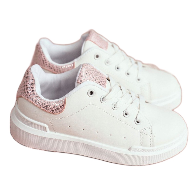 FRROCK Scarpe sportive stringate bianche Ilonka per bambini bianco rosa 2