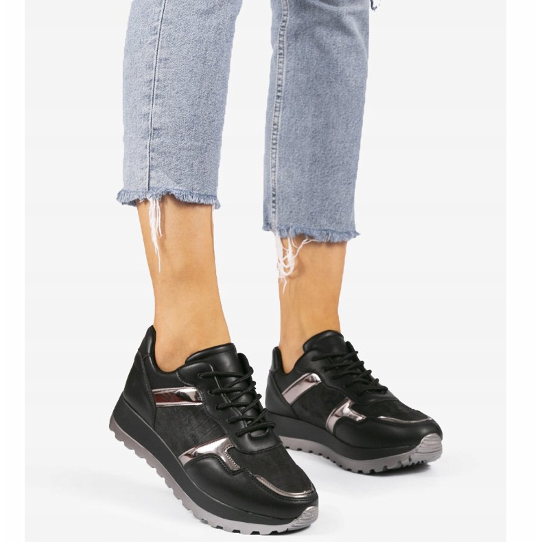 Sneakers sportive in ecopelle nera 2019-447 nero 2