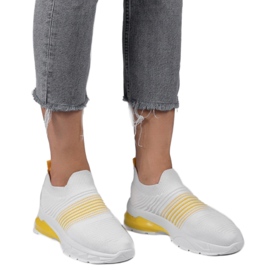 Scarpe slip-on sportive bianche e gialle 8087-SP bianco giallo 1