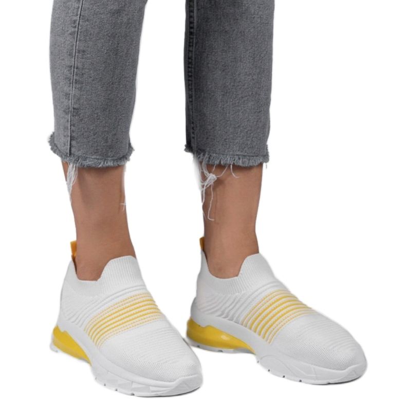 Scarpe slip-on sportive bianche e gialle 8087-SP bianco giallo 1