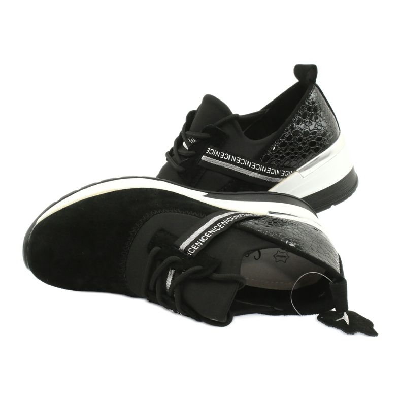 Filippo Scarpe sportive in pelle scivolose DP1388 / 20 BK Nice nero argento 4