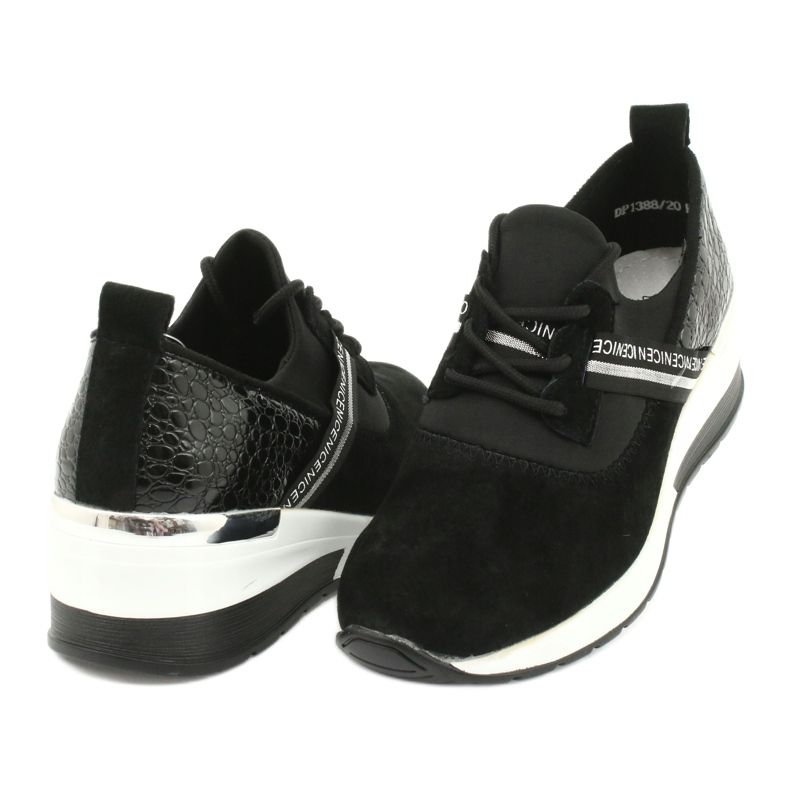 Filippo Scarpe sportive in pelle scivolose DP1388 / 20 BK Nice nero argento 3