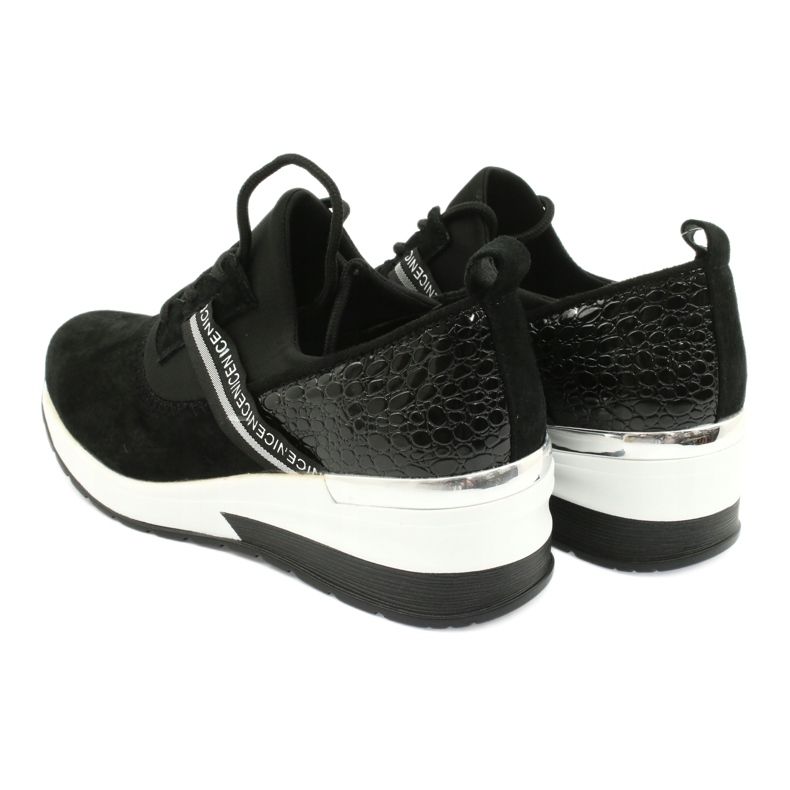 Filippo Scarpe sportive in pelle scivolose DP1388 / 20 BK Nice nero argento 5
