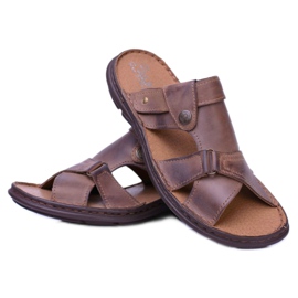 Polbut Sandali con ciabatte da uomo in pelle marrone Hideki 3