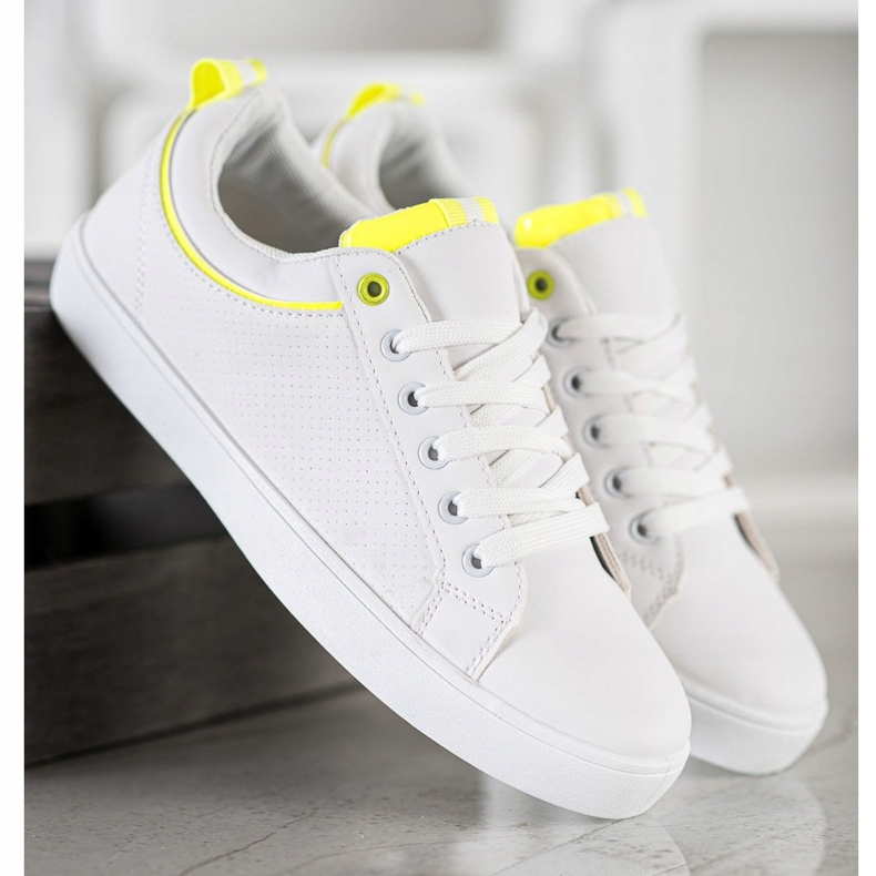 SHELOVET Sneakers Alla Moda Con Ecopelle bianco giallo 2